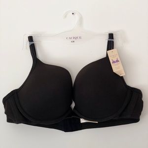 Lane Bryant Black Cotton Boost Plunge Bra